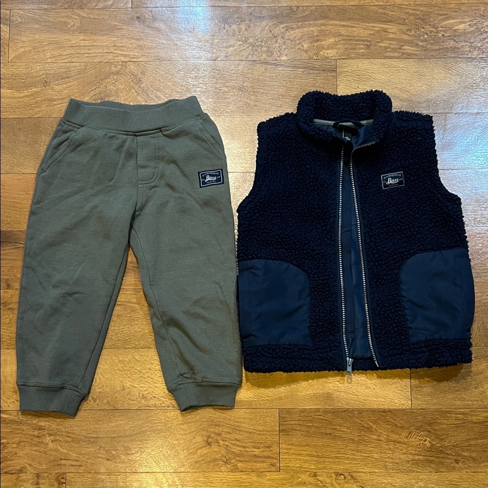 G.H. Bass & Co. Kids Olive Joggers and Navy Vest Set